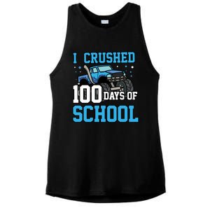 I Crushed 100 Days Of School Monster Truck Gift Ladies PosiCharge Tri-Blend Wicking Tank