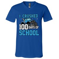 I Crushed 100 Days Of School Monster Truck Gift V-Neck T-Shirt