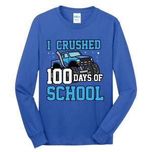 I Crushed 100 Days Of School Monster Truck Gift Tall Long Sleeve T-Shirt