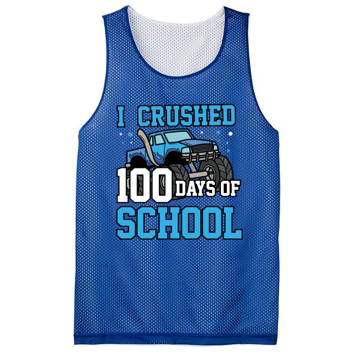 I Crushed 100 Days Of School Monster Truck Gift Mesh Reversible Basketball Jersey Tank