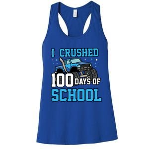 I Crushed 100 Days Of School Monster Truck Gift Women's Racerback Tank