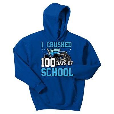 I Crushed 100 Days Of School Monster Truck Gift Kids Hoodie