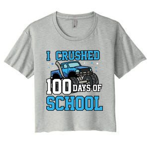 I Crushed 100 Days Of School Monster Truck Gift Women's Crop Top Tee