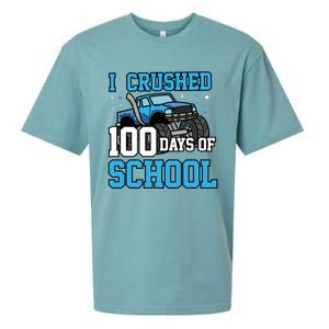 I Crushed 100 Days Of School Monster Truck Gift Sueded Cloud Jersey T-Shirt