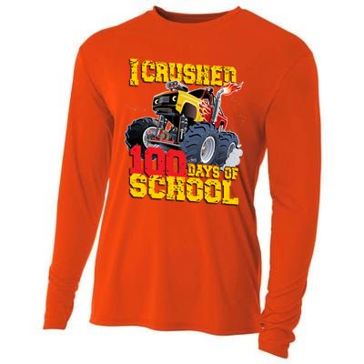 I Crushed 100 Days Of School Monster Truck Video Game Gift Cooling Performance Long Sleeve Crew