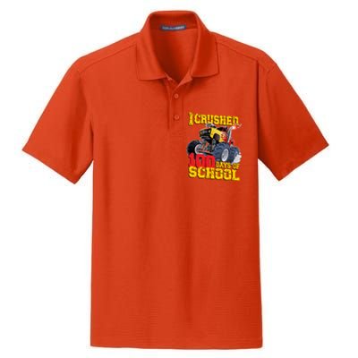 I Crushed 100 Days Of School Monster Truck Video Game Gift Dry Zone Grid Polo