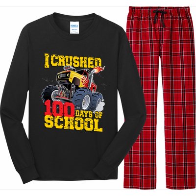 I Crushed 100 Days Of School Monster Truck Video Game Gift Long Sleeve Pajama Set