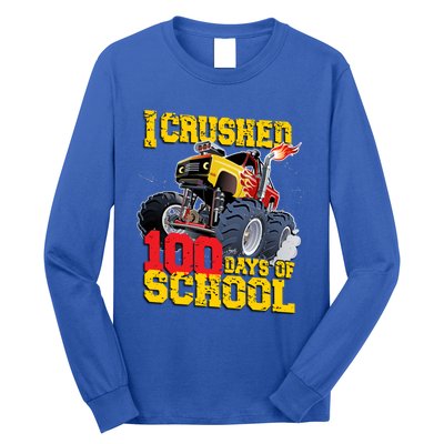 I Crushed 100 Days Of School Monster Truck Video Game Gift Long Sleeve Shirt