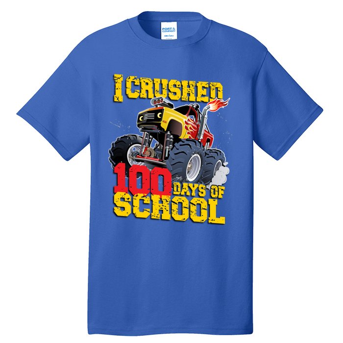 I Crushed 100 Days Of School Monster Truck Video Game Gift Tall T-Shirt