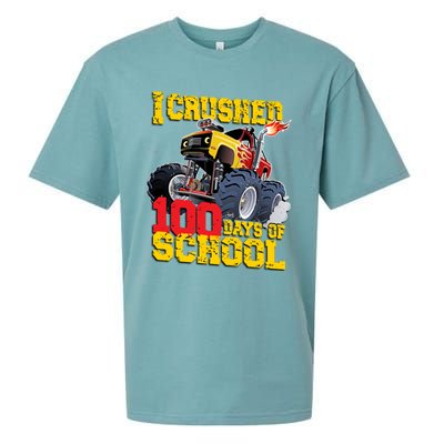 I Crushed 100 Days Of School Monster Truck Video Game Gift Sueded Cloud Jersey T-Shirt