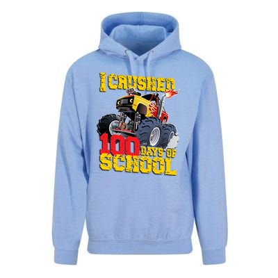 I Crushed 100 Days Of School Monster Truck Video Game Gift Unisex Surf Hoodie