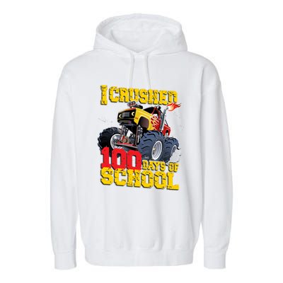 I Crushed 100 Days Of School Monster Truck Video Game Gift Garment-Dyed Fleece Hoodie