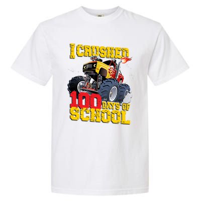 I Crushed 100 Days Of School Monster Truck Video Game Gift Garment-Dyed Heavyweight T-Shirt