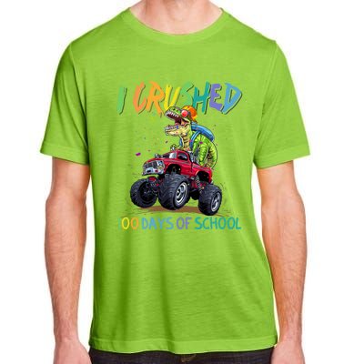 I Crushed 100 Days Of School Monster Truck Dinosaur Rex Dino Cool Gift Adult ChromaSoft Performance T-Shirt