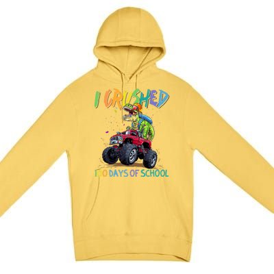 I Crushed 100 Days Of School Monster Truck Dinosaur Rex Dino Cool Gift Premium Pullover Hoodie