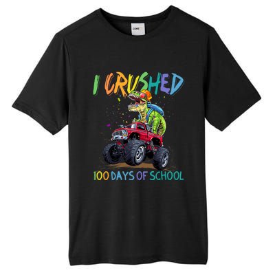 I Crushed 100 Days Of School Monster Truck Dinosaur Rex Dino Cool Gift Tall Fusion ChromaSoft Performance T-Shirt