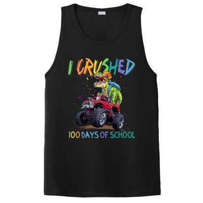 I Crushed 100 Days Of School Monster Truck Dinosaur Rex Dino Cool Gift PosiCharge Competitor Tank