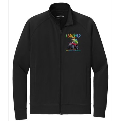 I Crushed 100 Days Of School Monster Truck Dinosaur Rex Dino Cool Gift Stretch Full-Zip Cadet Jacket