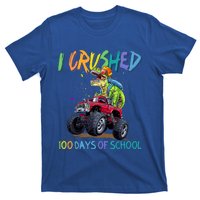 I Crushed 100 Days Of School Monster Truck Dinosaur Rex Dino Cool Gift T-Shirt