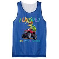 I Crushed 100 Days Of School Monster Truck Dinosaur Rex Dino Cool Gift Mesh Reversible Basketball Jersey Tank