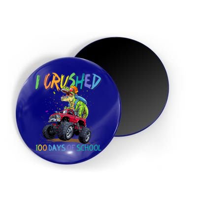 I Crushed 100 Days Of School Monster Truck Dinosaur Rex Dino Cool Gift Magnet