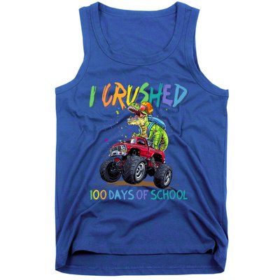 I Crushed 100 Days Of School Monster Truck Dinosaur Rex Dino Cool Gift Tank Top