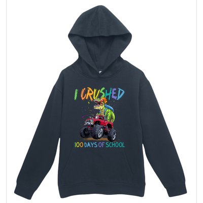 I Crushed 100 Days Of School Monster Truck Dinosaur Rex Dino Cool Gift Urban Pullover Hoodie