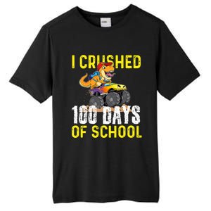 I Crushed 100 Days Of School Monster Truck T Rex Dinosaur Cool Gift Tall Fusion ChromaSoft Performance T-Shirt