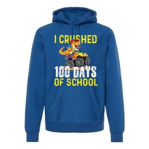 I Crushed 100 Days Of School Monster Truck T Rex Dinosaur Cool Gift Premium Hoodie