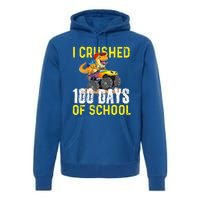 I Crushed 100 Days Of School Monster Truck T Rex Dinosaur Cool Gift Premium Hoodie