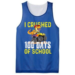 I Crushed 100 Days Of School Monster Truck T Rex Dinosaur Cool Gift Mesh Reversible Basketball Jersey Tank