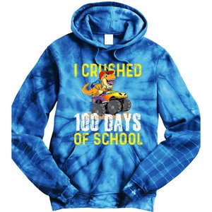 I Crushed 100 Days Of School Monster Truck T Rex Dinosaur Cool Gift Tie Dye Hoodie