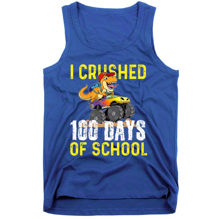 I Crushed 100 Days Of School Monster Truck T Rex Dinosaur Cool Gift Tank Top