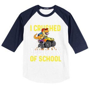 I Crushed 100 Days Of School Monster Truck T Rex Dinosaur Cool Gift Baseball Sleeve Shirt