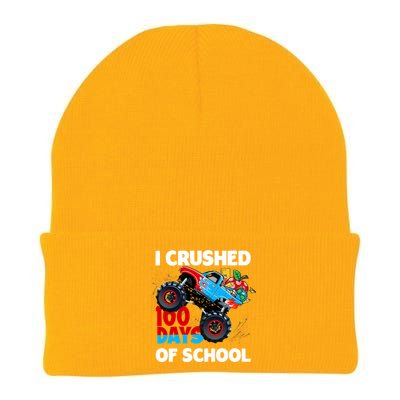 I Crushed 100 Days Of School Monster Truck Teacher Gift Knit Cap Winter Beanie