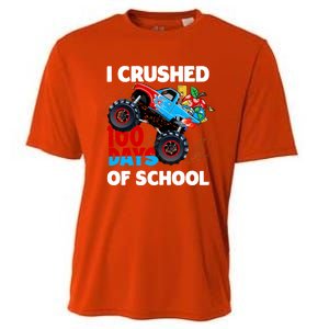 I Crushed 100 Days Of School Monster Truck Teacher Gift Cooling Performance Crew T-Shirt