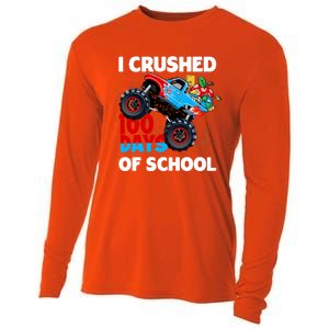 I Crushed 100 Days Of School Monster Truck Teacher Gift Cooling Performance Long Sleeve Crew