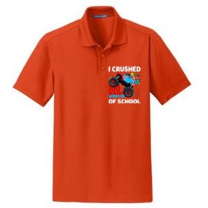 I Crushed 100 Days Of School Monster Truck Teacher Gift Dry Zone Grid Polo