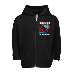 I Crushed 100 Days Of School Monster Truck Teacher Gift Toddler Zip Fleece Hoodie