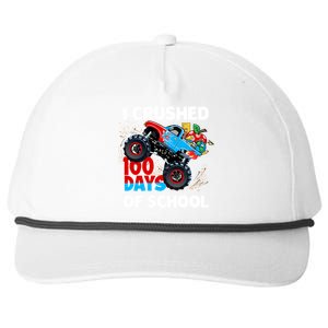 I Crushed 100 Days Of School Monster Truck Teacher Gift Snapback Five-Panel Rope Hat