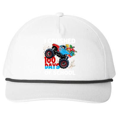 I Crushed 100 Days Of School Monster Truck Teacher Gift Snapback Five-Panel Rope Hat