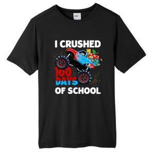 I Crushed 100 Days Of School Monster Truck Teacher Gift Tall Fusion ChromaSoft Performance T-Shirt