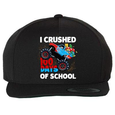 I Crushed 100 Days Of School Monster Truck Teacher Gift Wool Snapback Cap