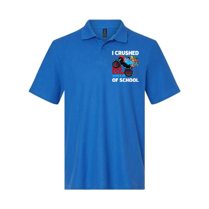 I Crushed 100 Days Of School Monster Truck Teacher Gift Softstyle Adult Sport Polo