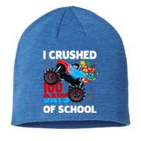 I Crushed 100 Days Of School Monster Truck Teacher Gift Sustainable Beanie