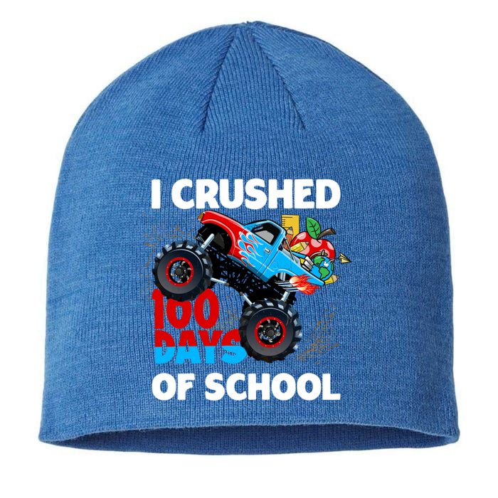 I Crushed 100 Days Of School Monster Truck Teacher Gift Sustainable Beanie