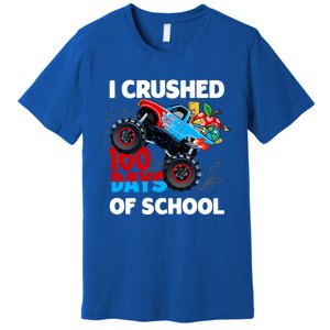 I Crushed 100 Days Of School Monster Truck Teacher Gift Premium T-Shirt