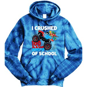 I Crushed 100 Days Of School Monster Truck Teacher Gift Tie Dye Hoodie