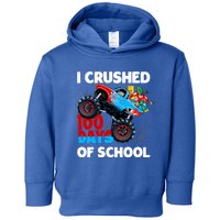 I Crushed 100 Days Of School Monster Truck Teacher Gift Toddler Hoodie