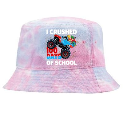 I Crushed 100 Days Of School Monster Truck Teacher Gift Tie-Dyed Bucket Hat